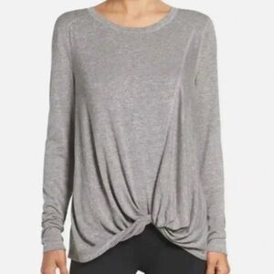 Zella Gray Knotted Long Sleeve Tee